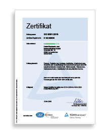 DIN EN ISO 9001 Zertifikat der Giebel Electronic- und Kommunikations GmbH